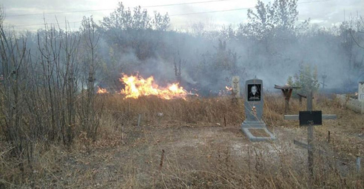 В Авдеевке ликвидировали пожар возле кладбища