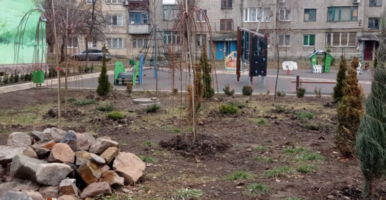 В Авдеевке озеленили детскую площадку между улиц Гагарина и Менделеева (ФОТОФАКТ)