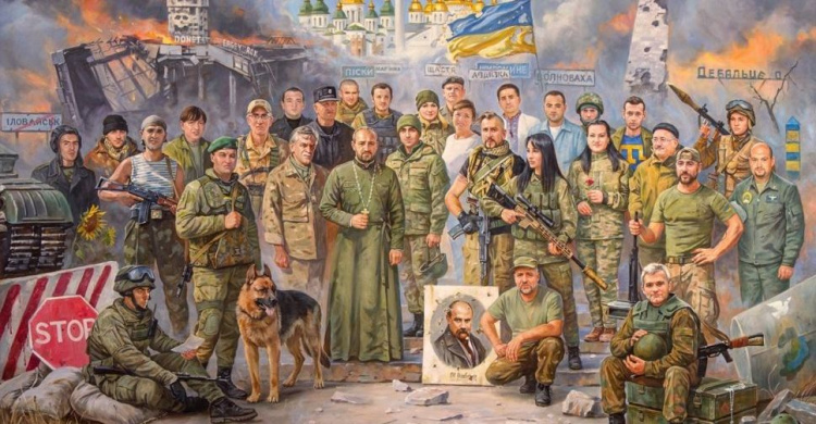 Уманчанин Андрій Кизило, що загинув в боях за Авдіївку, зображений на картині «Створення нації»