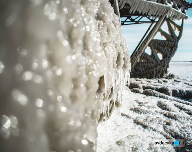 Впечатляющие фото непогоды в Бердянске: море замерзло, а скульптуры обледенели