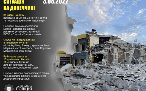Оперативне зведення поліції Донеччини на 03 серпня