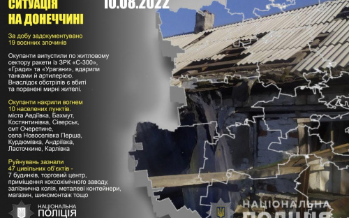 Оперативне зведення поліції Донеччини на 10 серпня