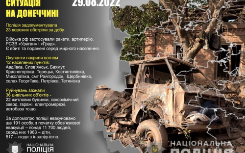 Оперативне зведення поліції Донеччини на 29 серпня