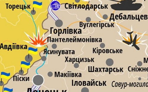 Опубликована карта новогодних обстрелов в зоне АТО