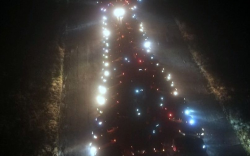 В Святогорске «зажгли» елку из автомобилей и людей