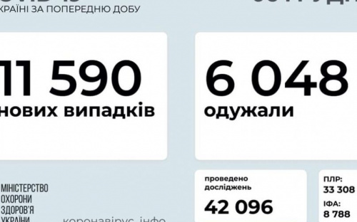 В Украине за сутки выявили более 11 тысяч новых случаев COVID-19