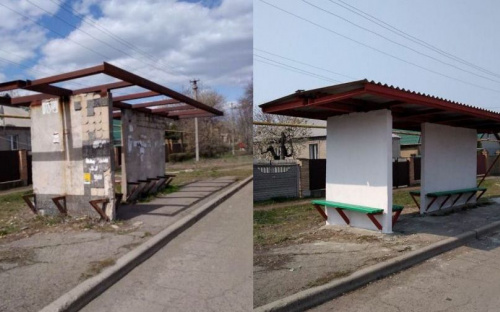 В старой части Авдеевки отремонтировали автобусную остановку: фотофакт