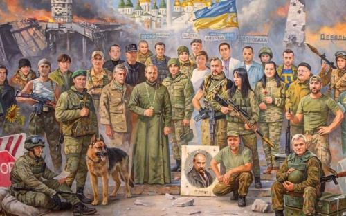 Уманчанин Андрій Кизило, що загинув в боях за Авдіївку, зображений на картині «Створення нації»
