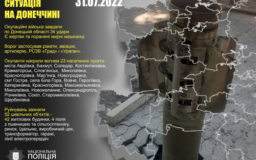 Оперативне зведення поліції Донеччини на 31 липня