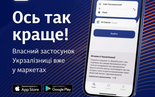 «Укрзалізниця» запустила власний мобільний застосунок