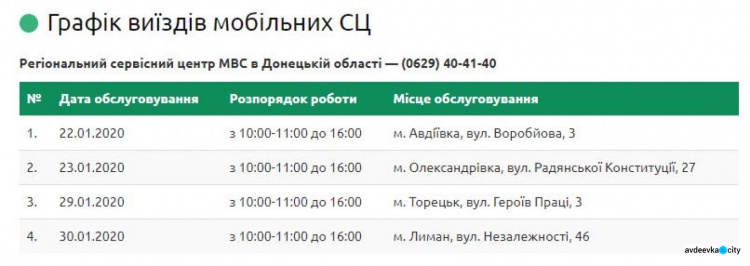 В Авдеевку в январе приедет мобильный сервисный центр МВД