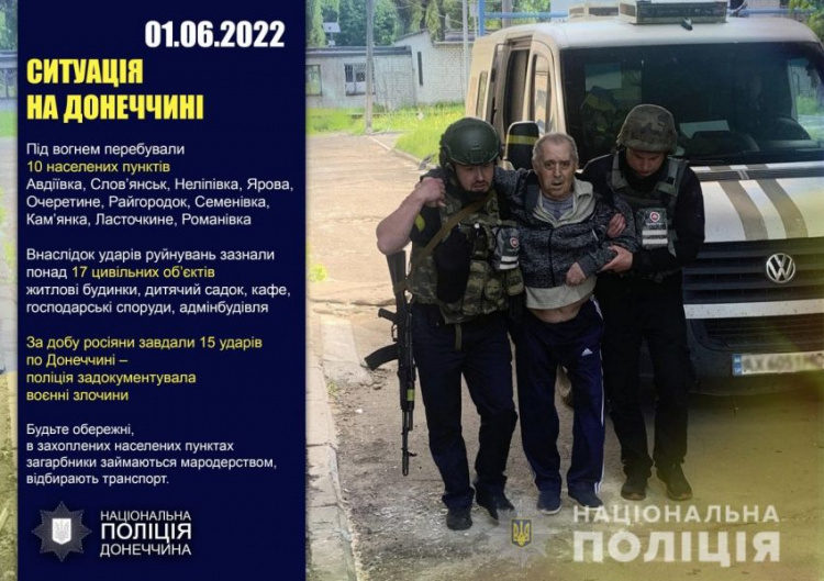 Оперативне зведення поліції Донеччини на 01 червня